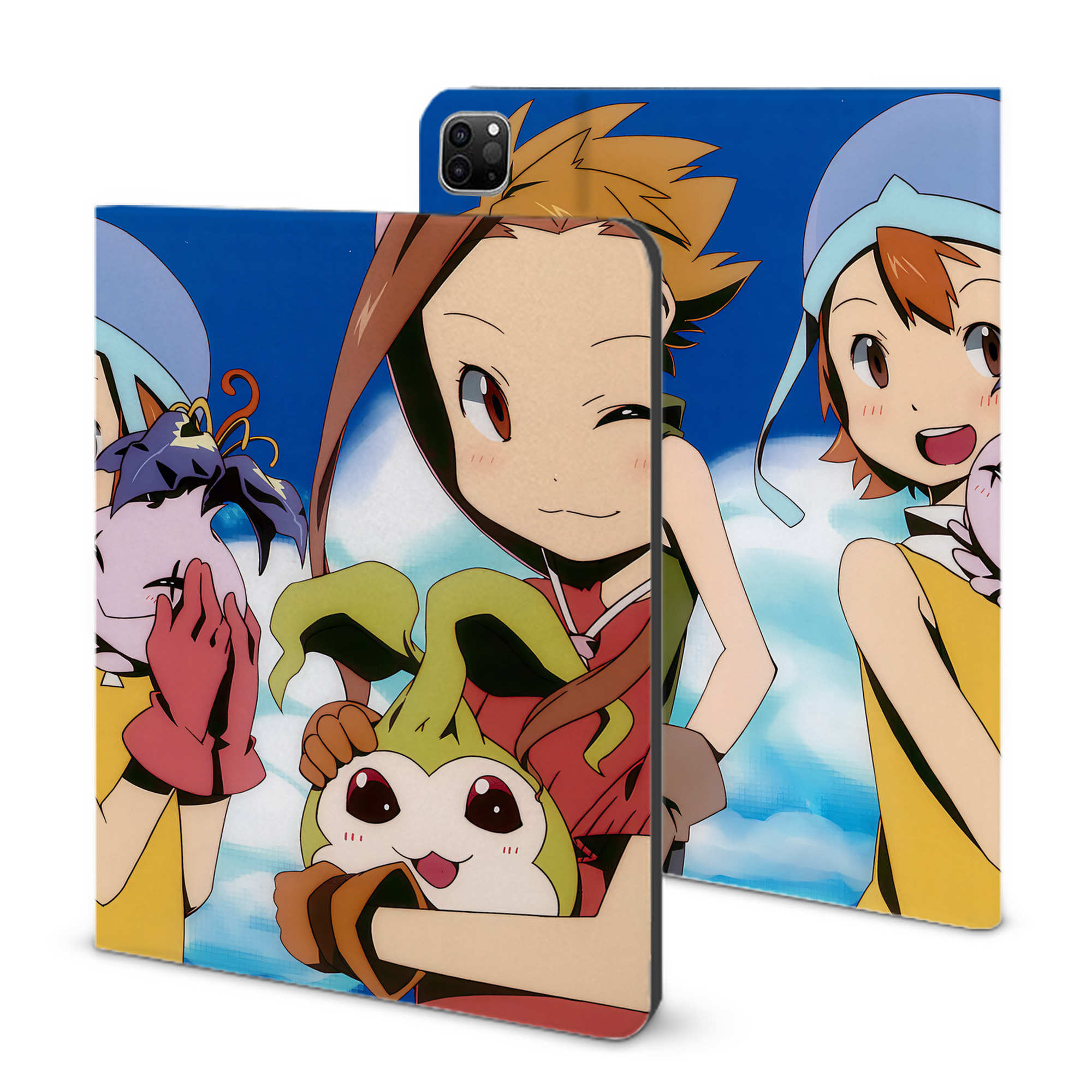 （画像用） Digimon デジタルモンスター/デジモン IPad ケース ブック型 PUレザー TPU 耐衝撃 軽量 薄型 ペン収納なし 全面保護 IPad 各モデル対応